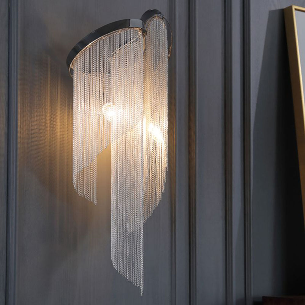 Arisha Metal LED Aplique de Pared Cadena de Borlas Plata