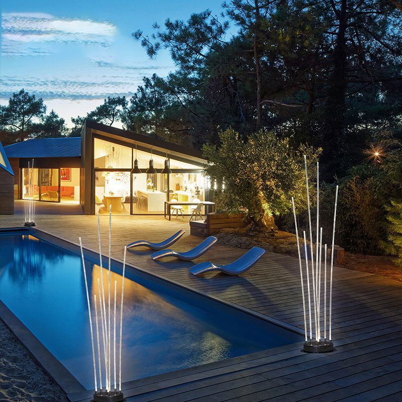 Ray Lámpara de Pie Exterior LED Fibra Óptica Metal Patio