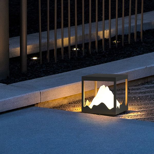 Ray Moderno Lámpara De Pie Exterior Cuboide Metal Patio