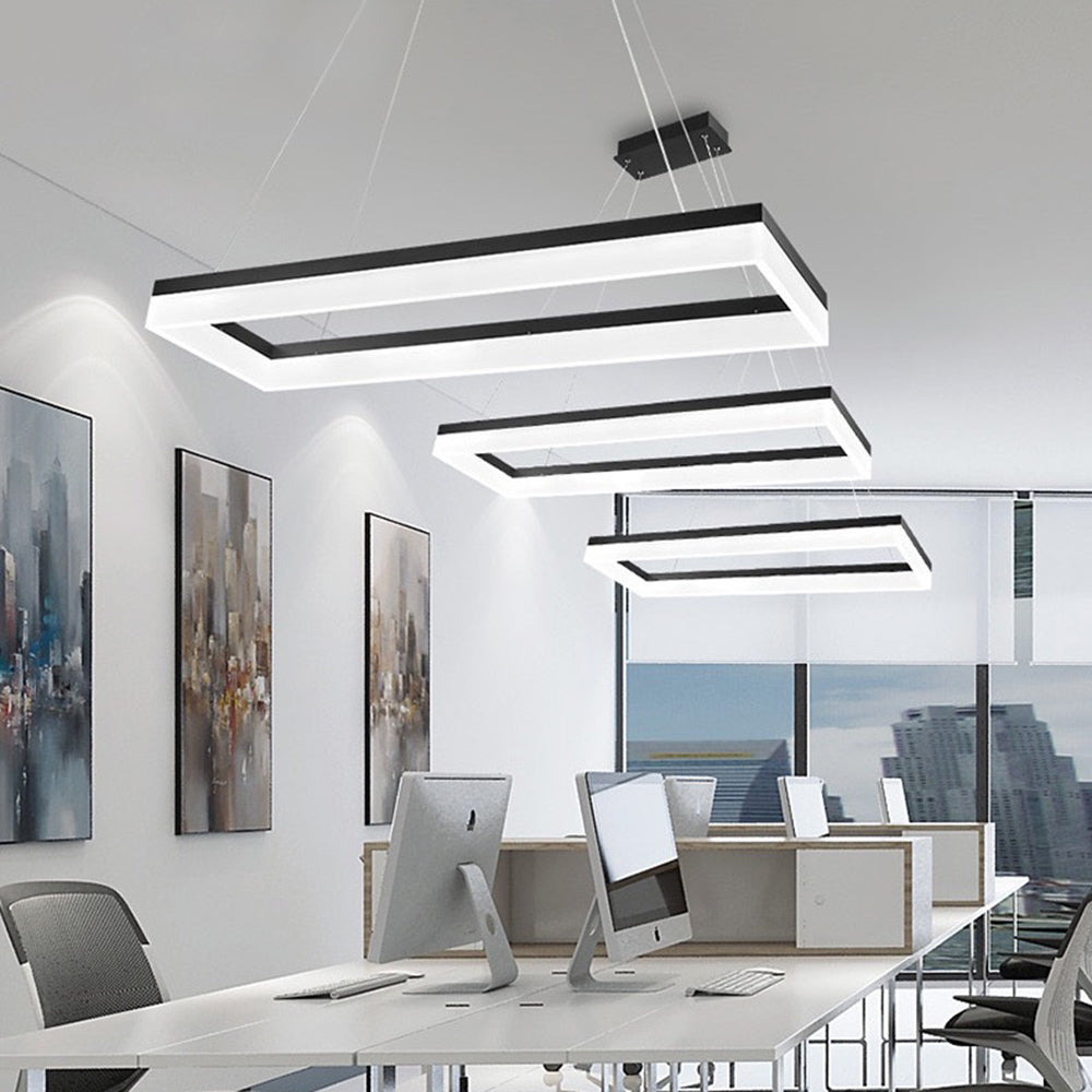 Arisha Moderna Minimalista Rectangular Lámpara Colgante Negra