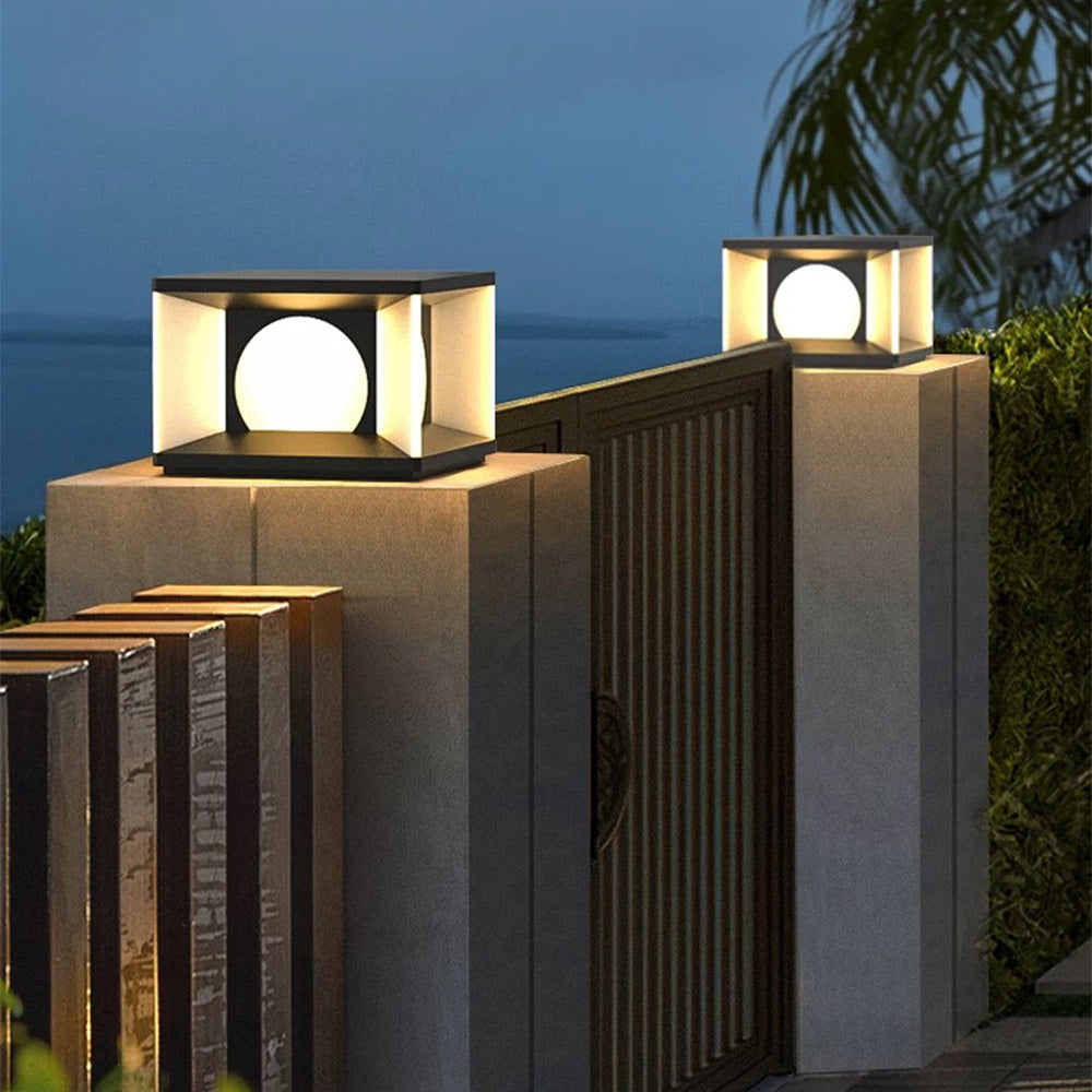 Ray Moderna Cuadrada Solor Metal Lámpara Exterior Patio Balcón