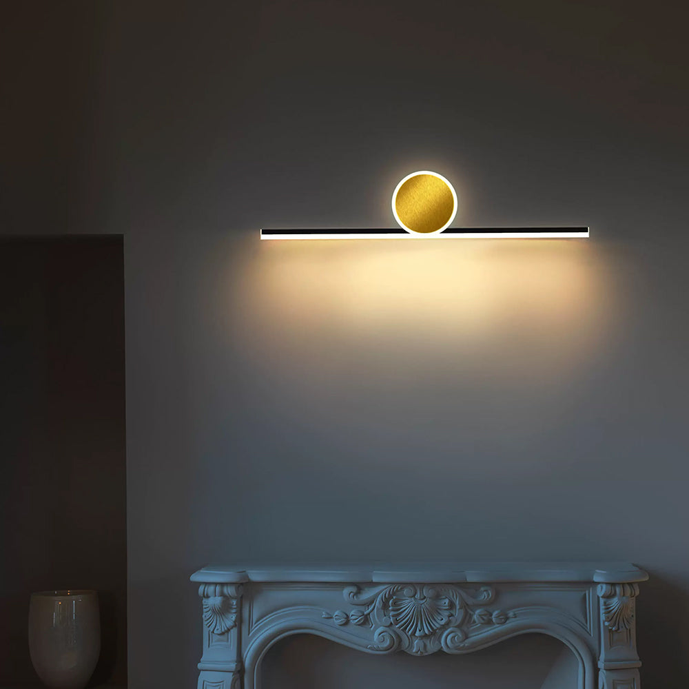 Arisha Moderno Lineal Redondo Acrílico LED Aplique de Pared Negro/Dorado