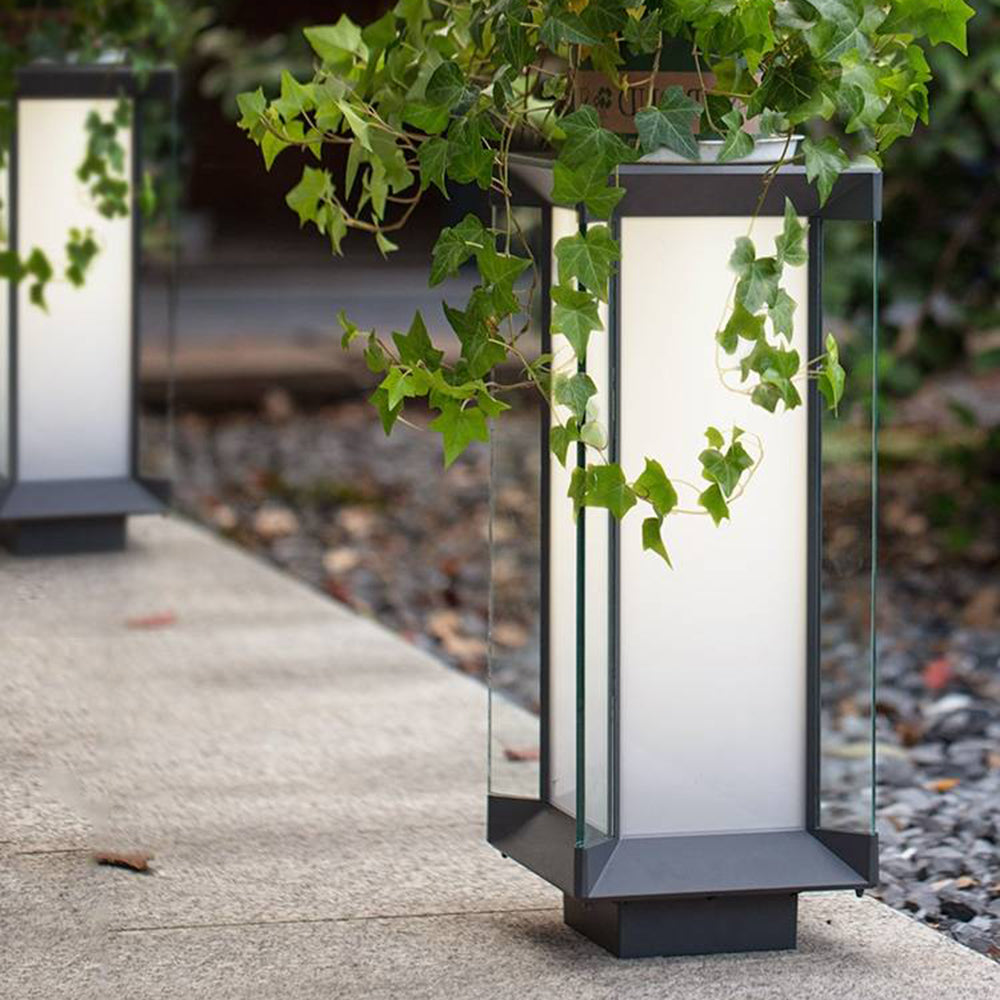 Ray Moderna Rectangular Solar Metal Vidrio Lámpara Exterior