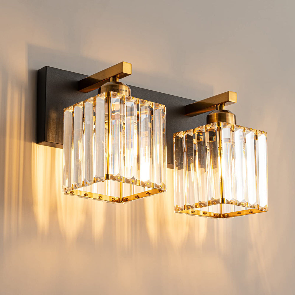 Kristy Vintage LED Metal/Cristal Aplique de Pared Para Espejo Dorado