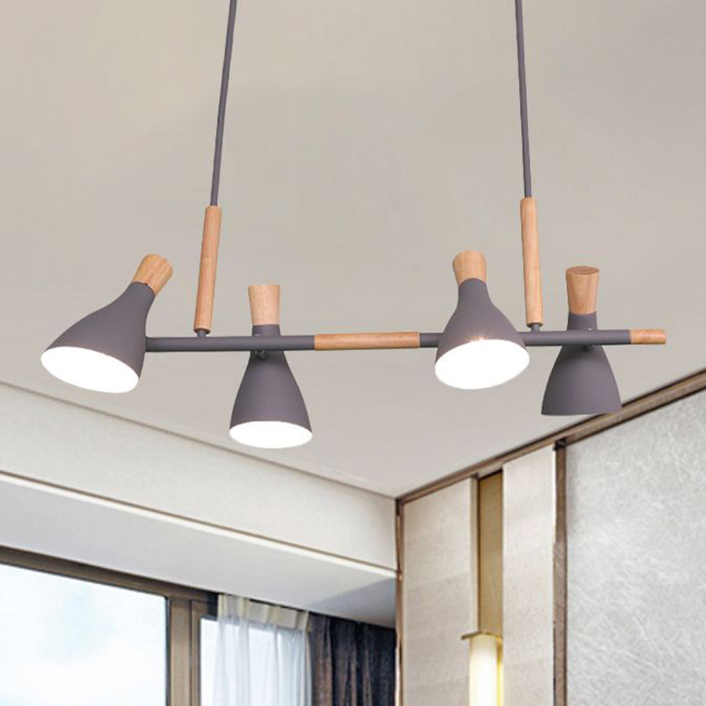 Valentina Minimalista Cónica Madera Lámpara Colgante Blanca/Verde/Gris