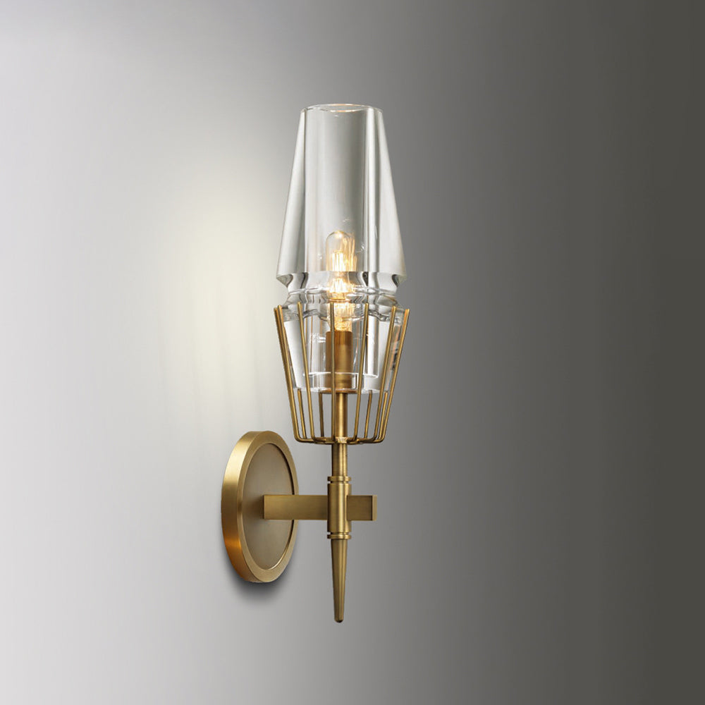 Arisha Vintage Linterna Metal/Vidrio Aplique de Pared Dorado