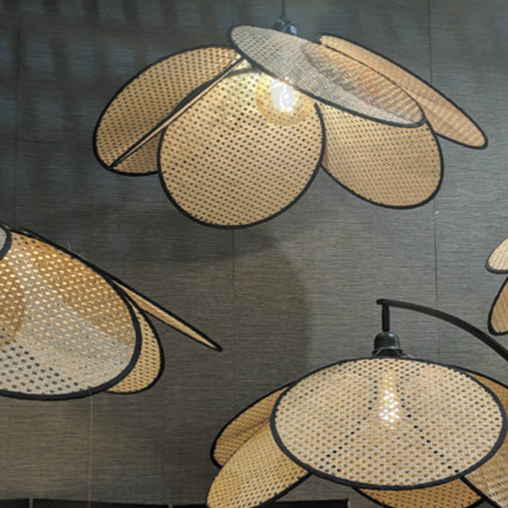 Mira Vintage Diseño Metal/Ratán LED Lámpara de Pie Negro