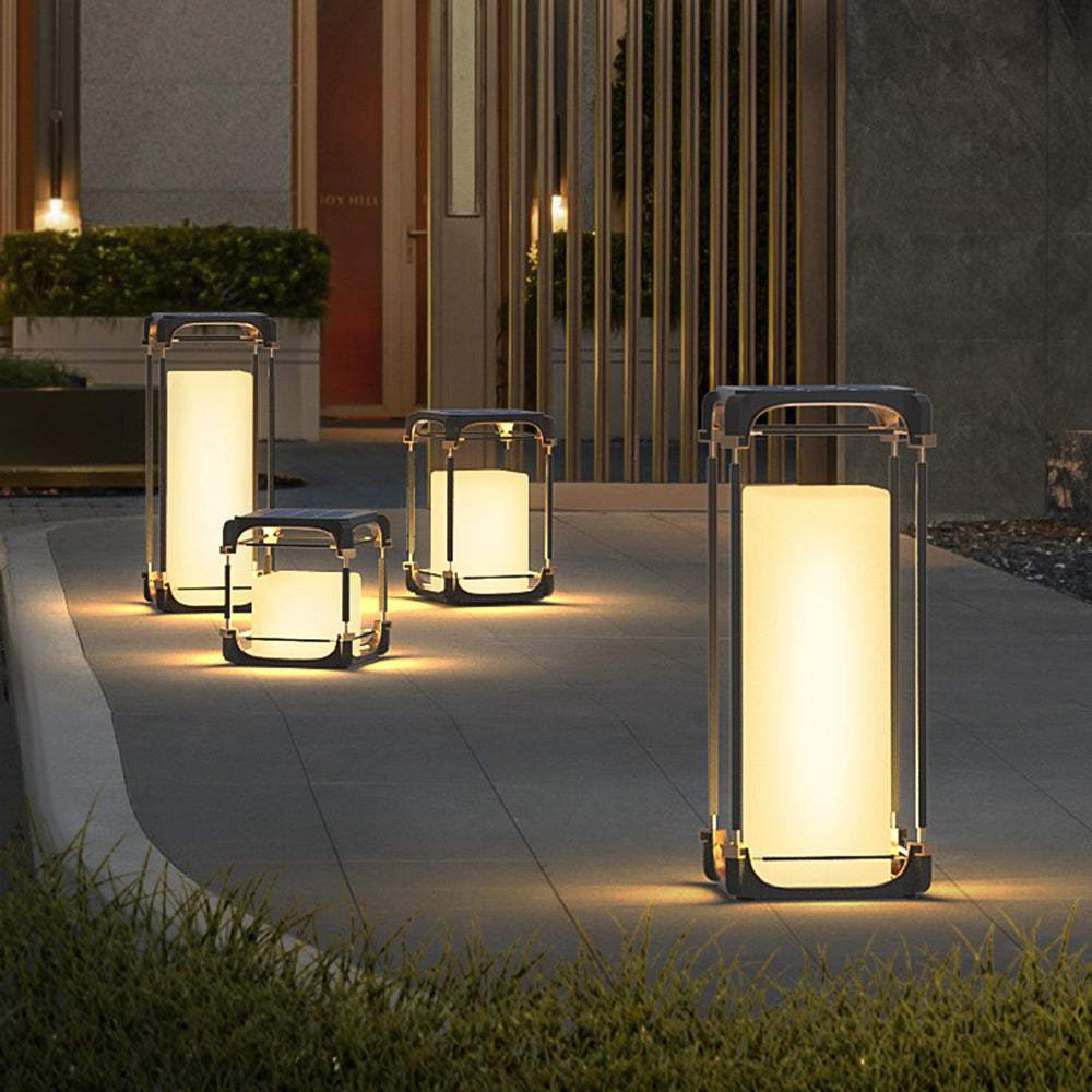 Ray Lámpara De Pie Exterior Simple Cubo Metal Acrílico Patio