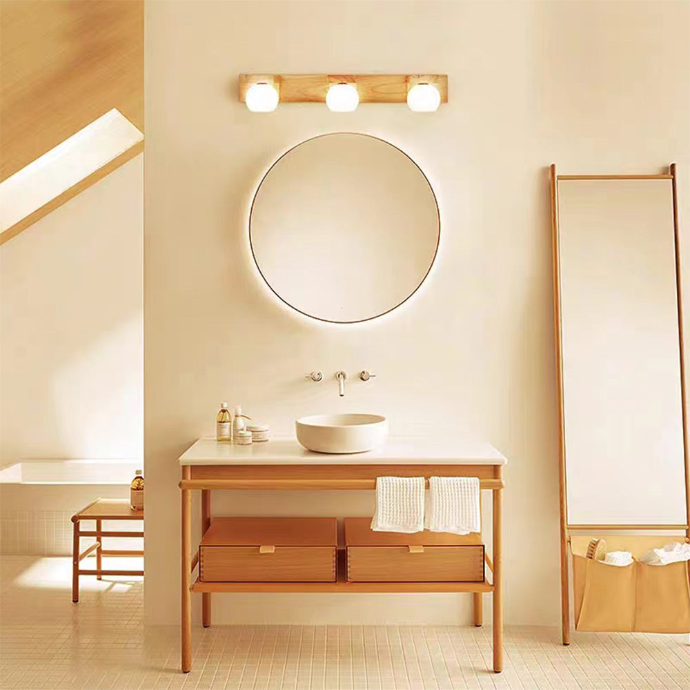 Muto LED Aplique de Pared Redondo Madera