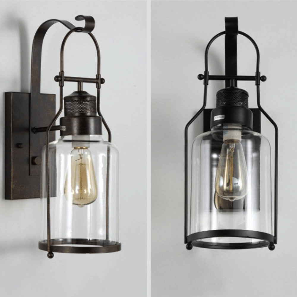 Silva Vintange Rustico Matel/Cristal LED Aplique de Pared Interior Negro/Rusty