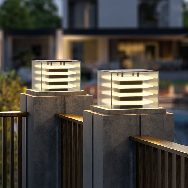 Ray Moderno Lámpara Exterior Solar Cubo Metal Patio