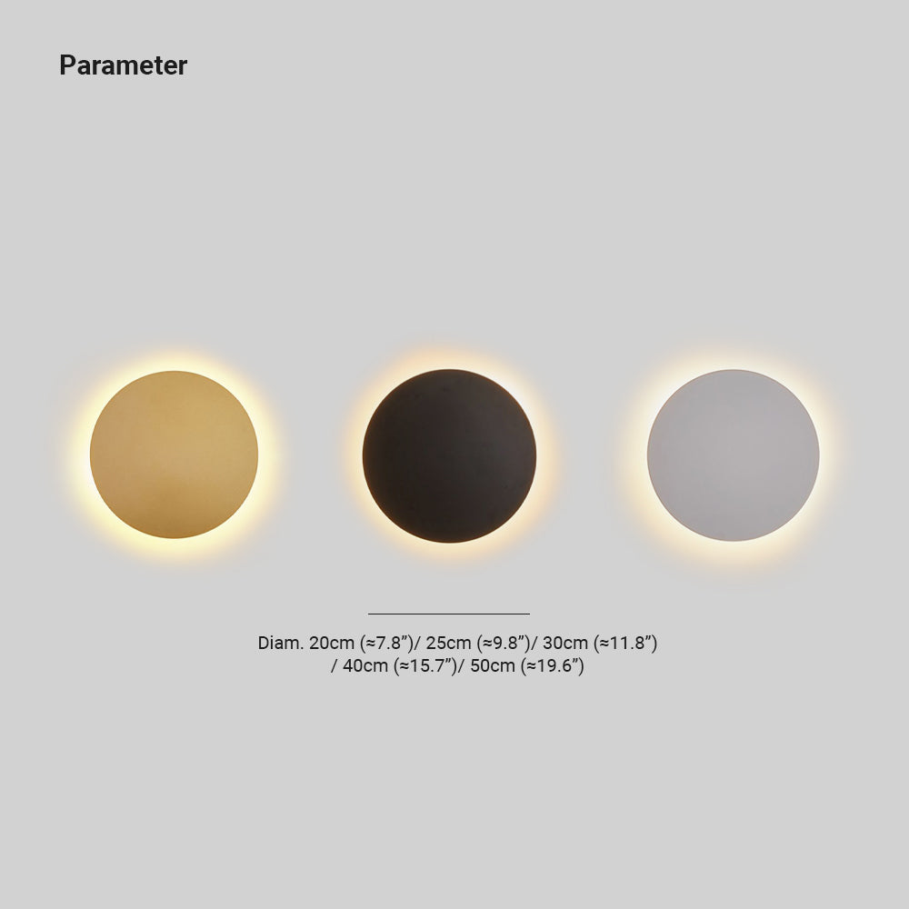 Ray Minimalista Redondo Metal Aplique de Pared Negro/Dorado/Blanco