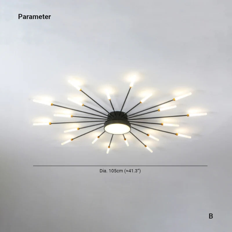 Arisha Moderna Lineal Metal/Acrílico Lámpara de Techo Negra/Dorada