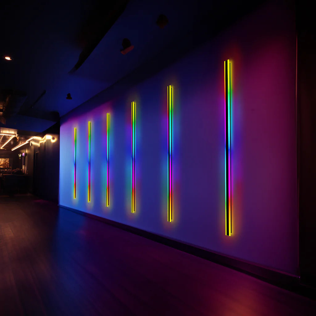 Ray Minimalista Lineal Metal Acrílico Aplique de Pared Exterior Negro