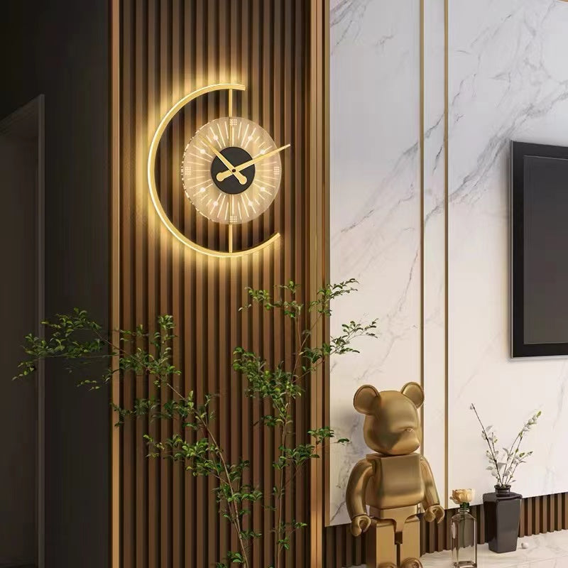 Arisha Decorativo Reloj Metal/Acrílico Aplique de Pared Dorado