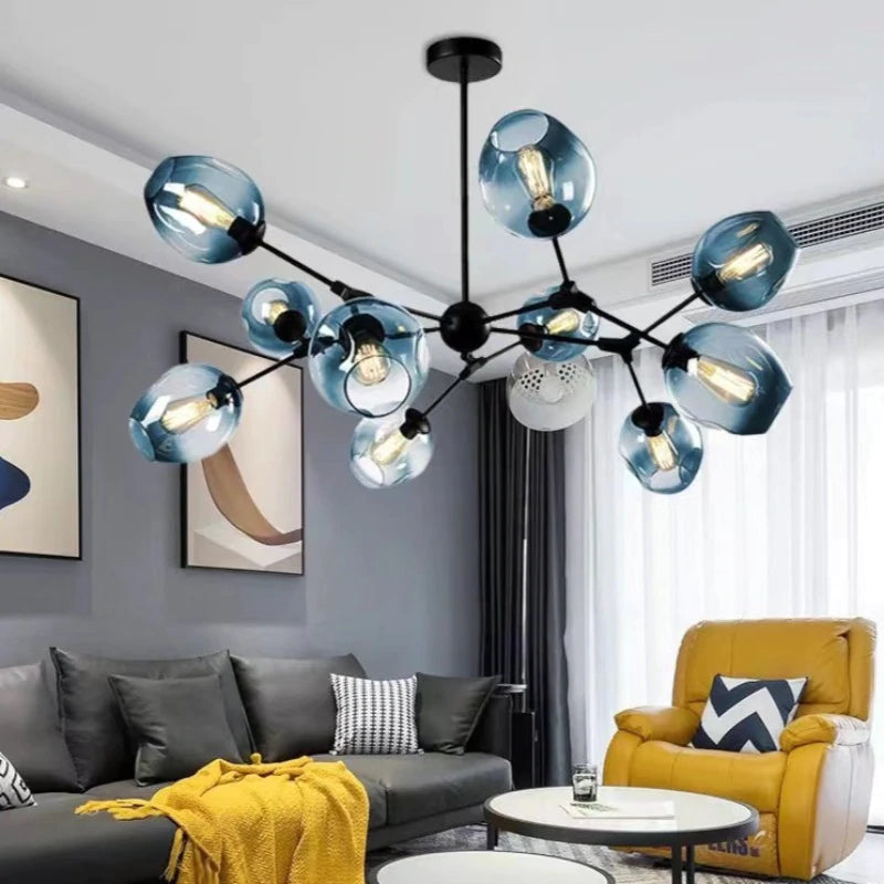 Valentina Diseño Molecular Bola Metal/Vidrio Lámpara Colgante Negra/Doroda