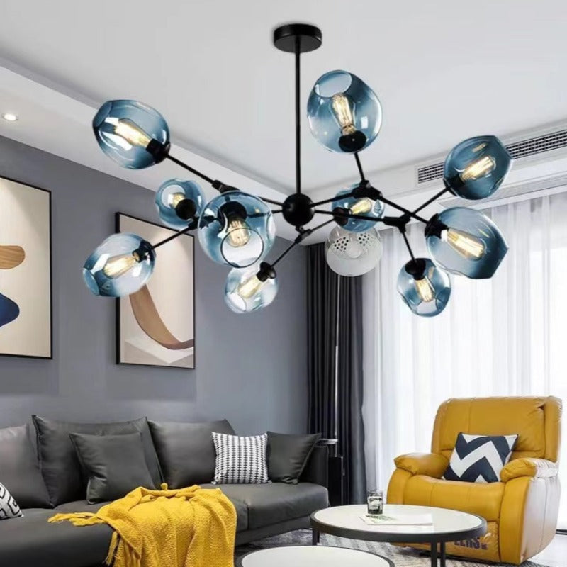 Valentina Morderna Vidrio/Metal LED Lámpara Colgante Dorada
