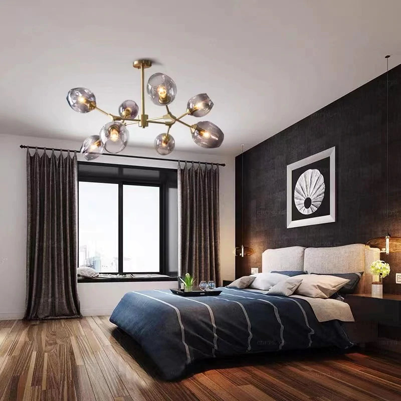 Valentina Diseño Molecular Bola Metal/Vidrio Lámpara Colgante Negra/Doroda