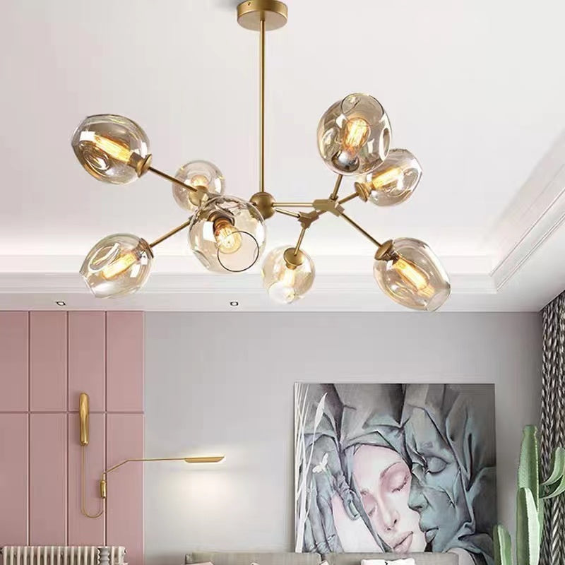 Valentina Morderna Vidrio/Metal LED Lámpara Colgante Dorada