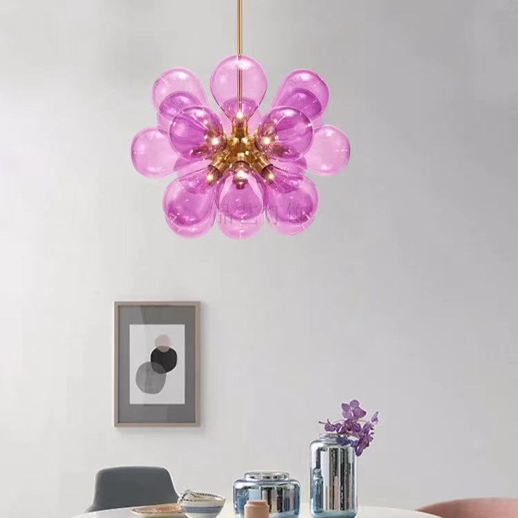 Valentina Diseño Bolas Vidrio Lámpara Colgante Azul/Blanca/Morada