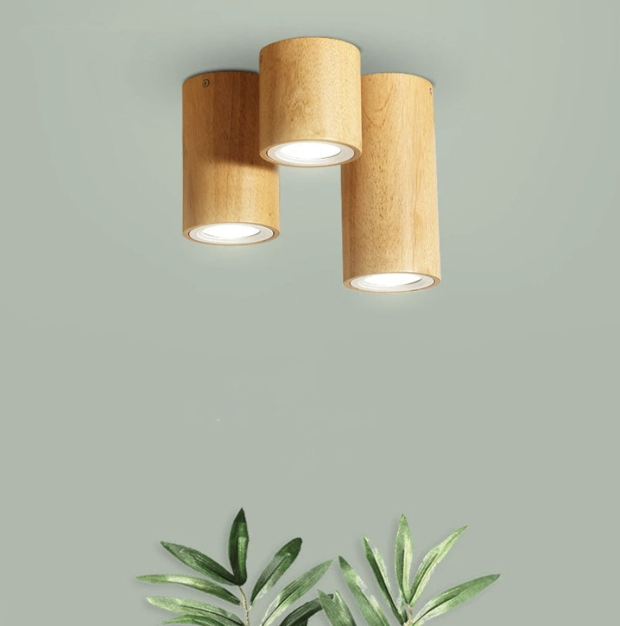 Muto Minimalista Cilíndrica Acrílico LED Lámpara de Techo Madera