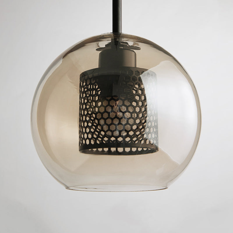 Arisha Industrial Bola/Cilíndrica Vidrio/Metal Lámpara Colgante Plata/Dorada