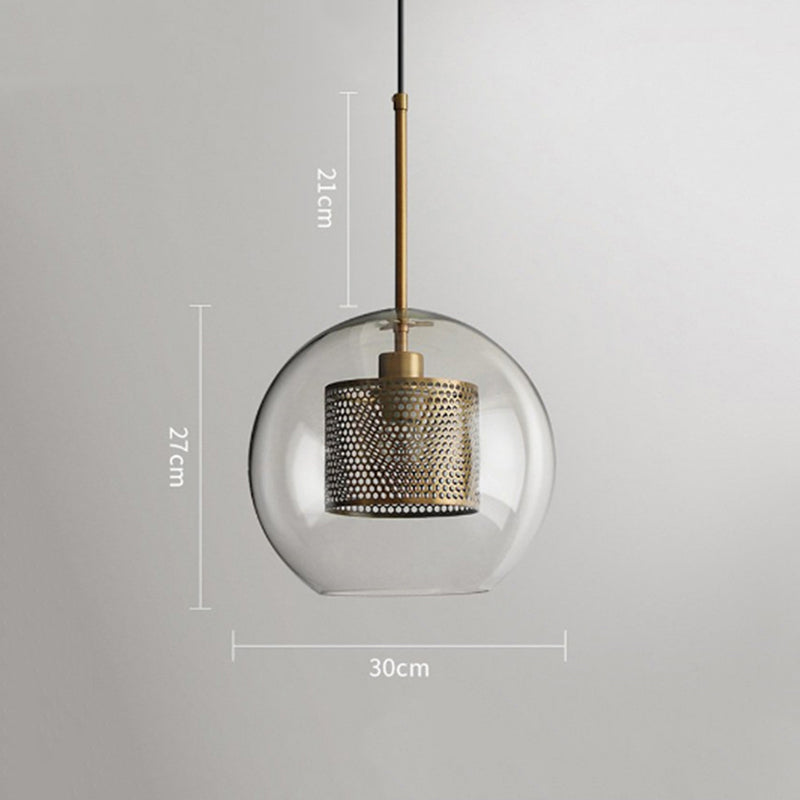 Arisha Industrial Bola/Cilíndrica Vidrio/Metal Lámpara Colgante Plata/Dorada
