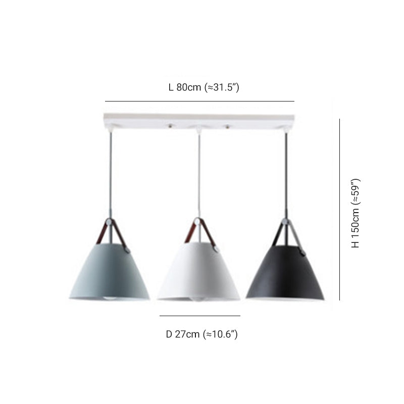 Arisha Moderna Cónico Metal Lámpara Colgante Negra/Blanca/Gris