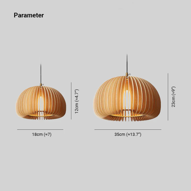 Muto Sencillo Semicircular Madera Lámpara Colgante Dormitorio