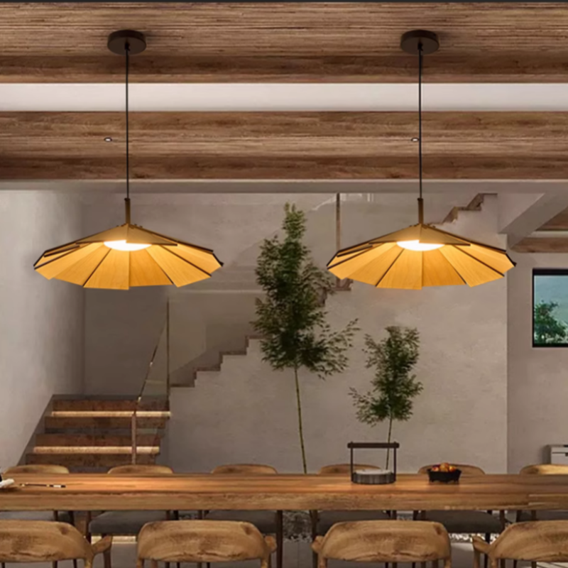 Ritta Retro LED Lámpara Colgante Nuez Madera Dormitorio/Bar/Comedor