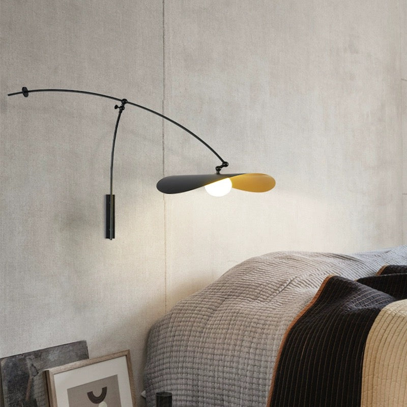 Arisha Apliques de Pared, Metal/Vidrio, Negro/Oro, Dormitorio