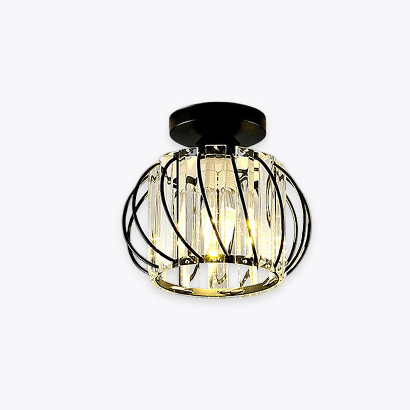 Ritta Vintage Bola Cristal/Metal Lámpara de Techo Negra/Dorada