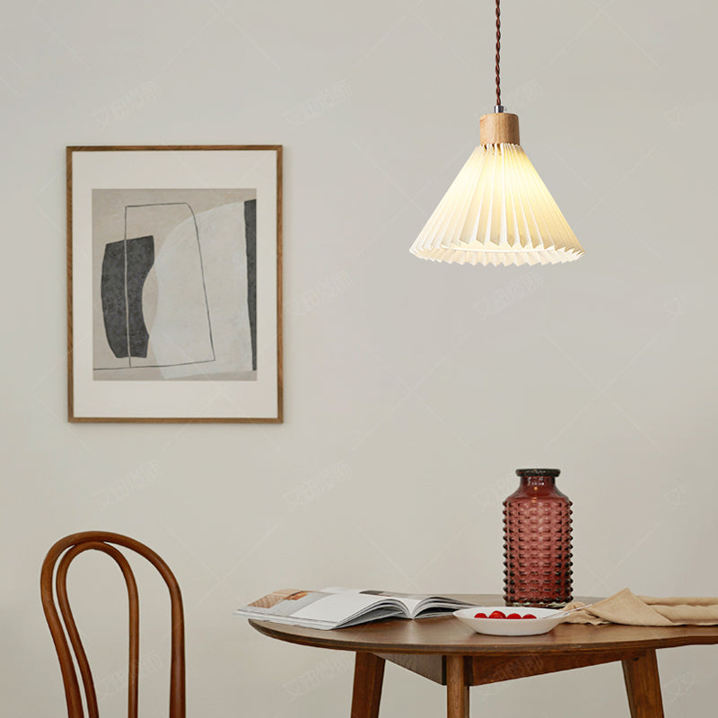 Muto Arte Paraguas Madera/PVC Lámpara Colgante Beige