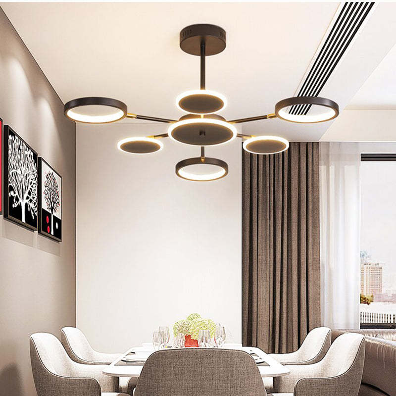 Arisha Moderna Multiple Redonda Metal/Acrílico LED Lámpara Colgante Negra