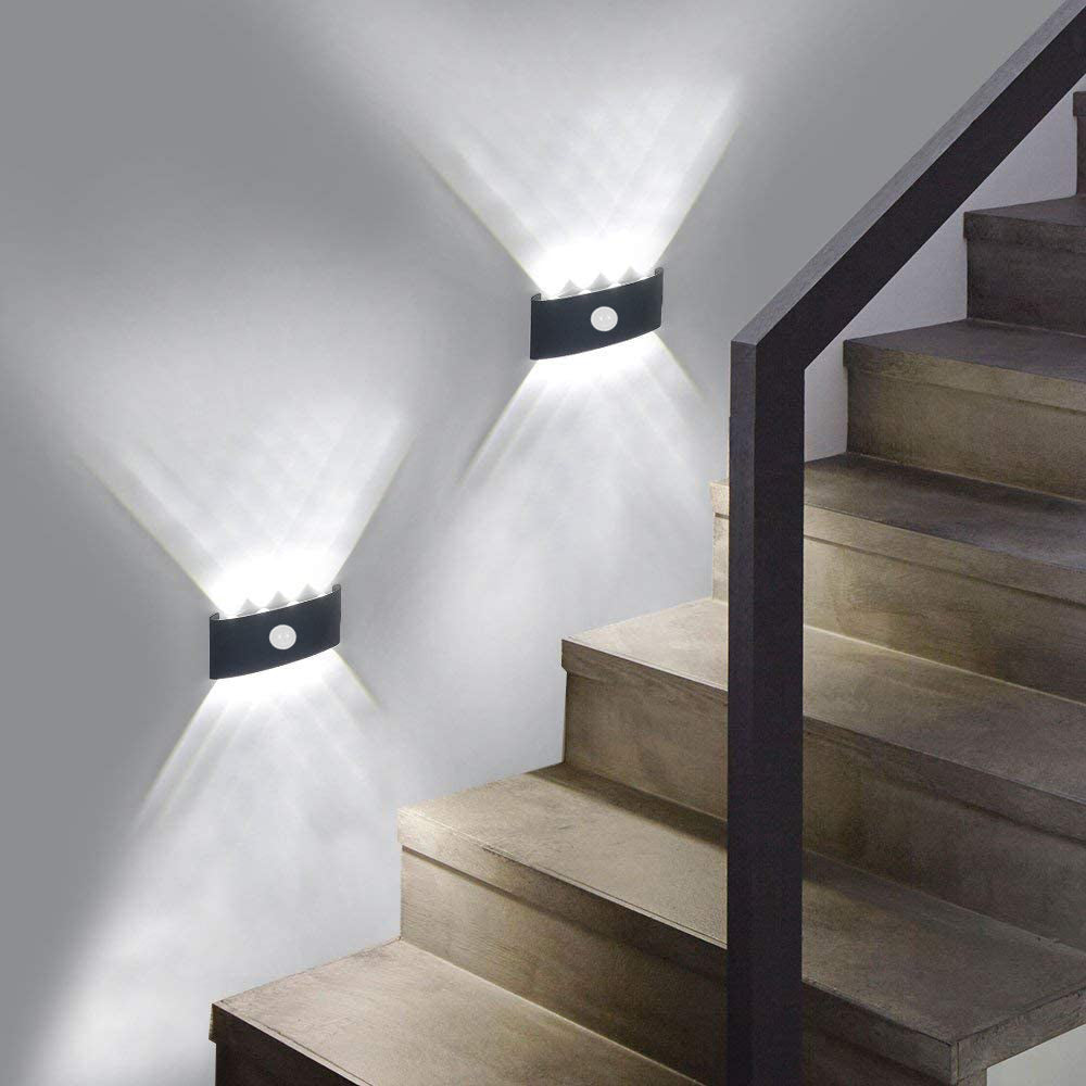 Ray Moderno Rectangular Metal LED Aplique de Pared Exterior Negro/Blanco