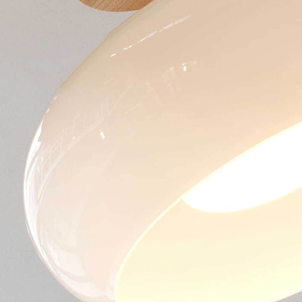 Valentina Plafón Empotrable Taza Minimalista Madera/Cristal Blanco/Naranja