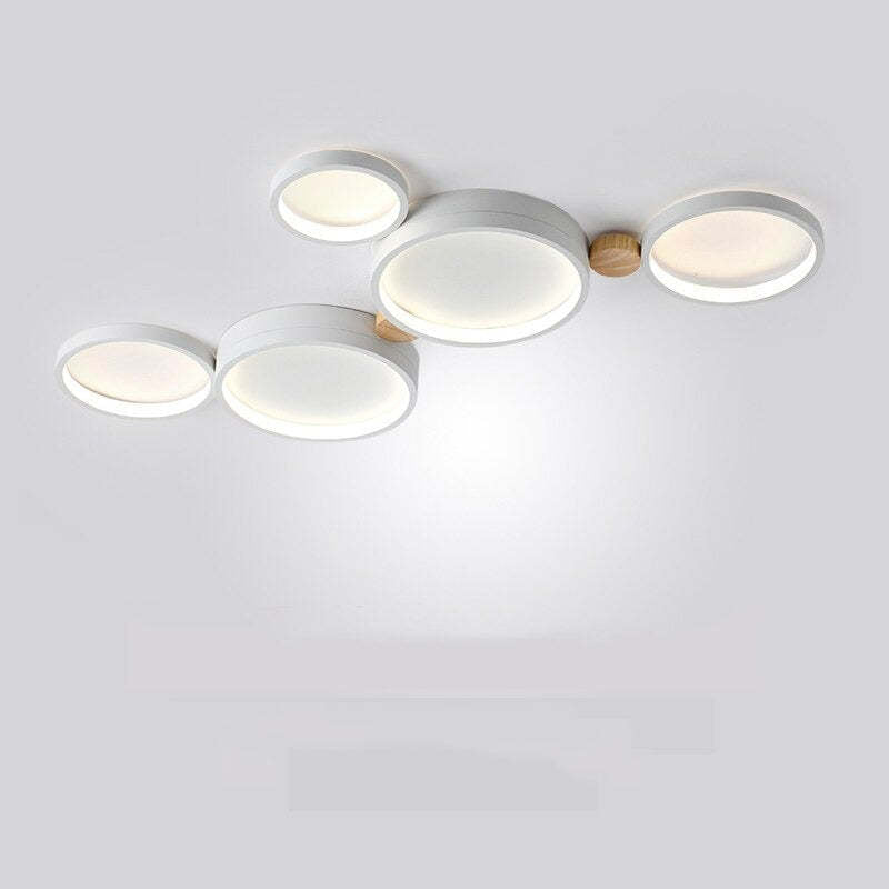 Muto Moderna Nórdica Redonda Metal/Madera Lámpara de Techo Verde/Blanca/Gris