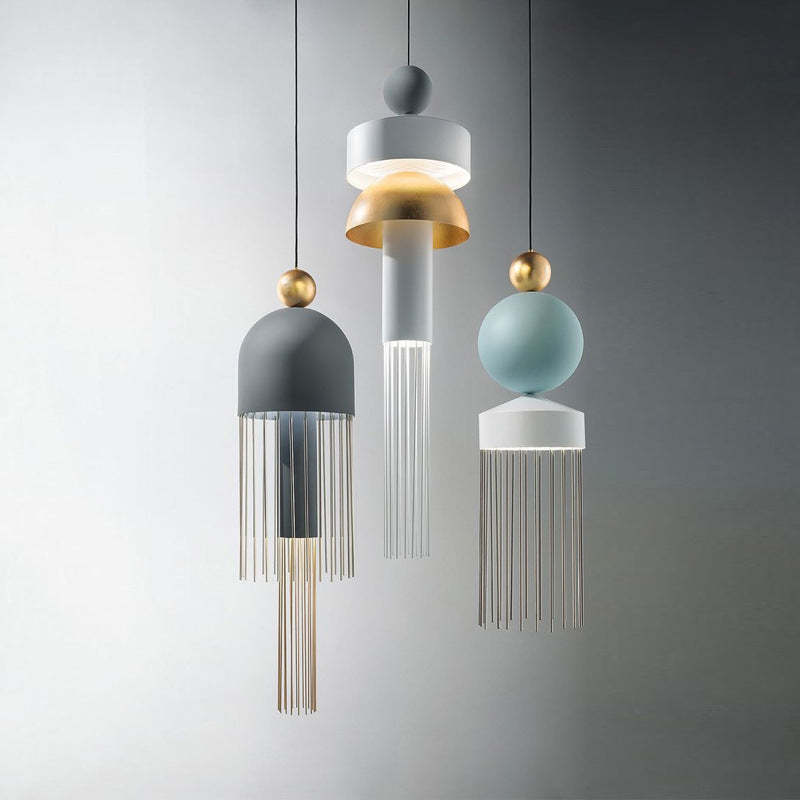 Valentina Moderna Geométrica Metal Lámpara Colgante Azul/Gris