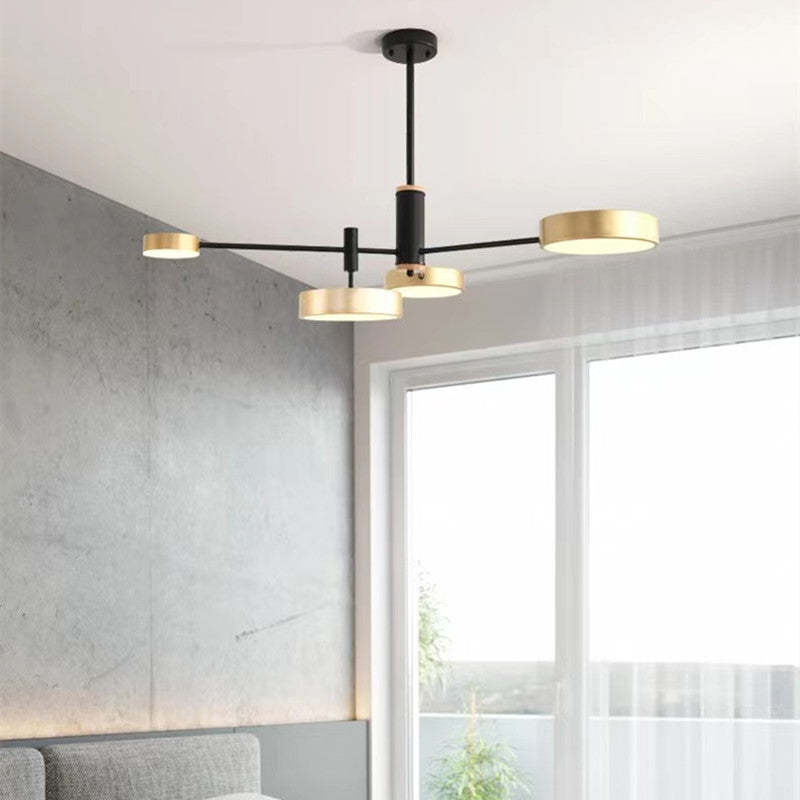 Arisha Moderna Bifurcado Metal/Madera Lámpara Colgante Dorada/Blanca/Gris