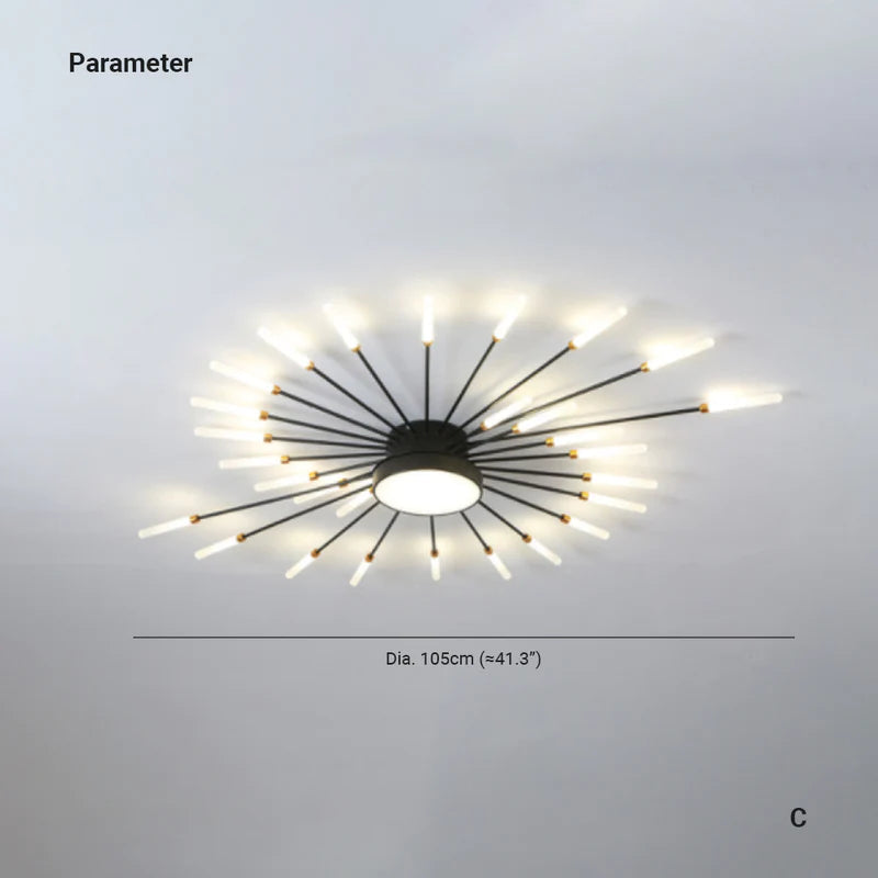 Arisha Moderna Lineal Metal/Acrílico Lámpara de Techo Negra/Dorada