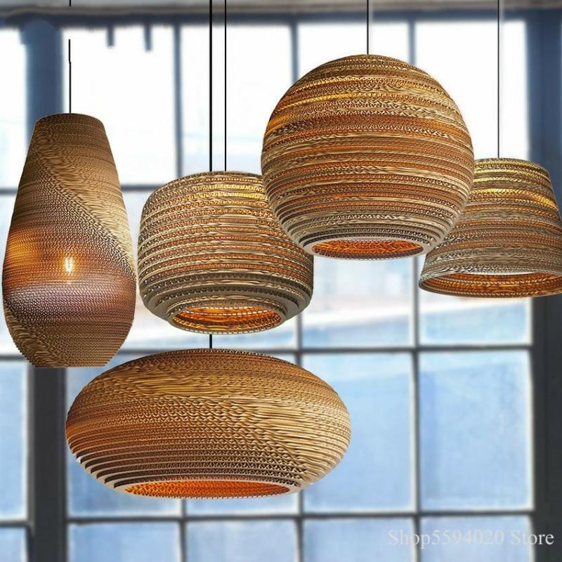 Vintage Natural LED Geométrica Lámpara Colgante Marrón