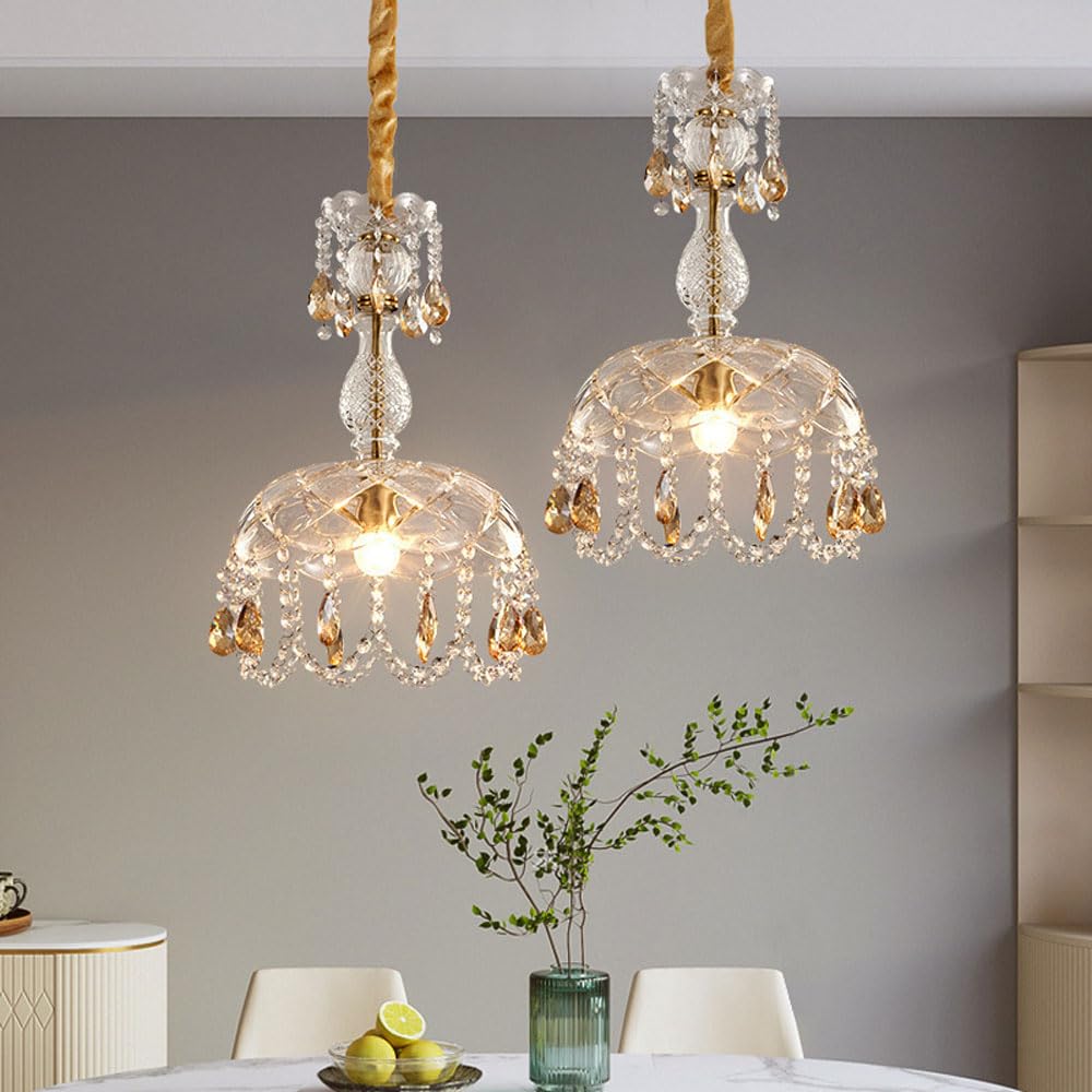Kristy Retro LED Cristal Redondo Lámpara colgante Oro Vidrio Salón/Bar