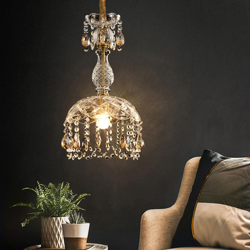 Kristy Retro LED Cristal Redondo Lámpara colgante Oro Vidrio Salón/Bar
