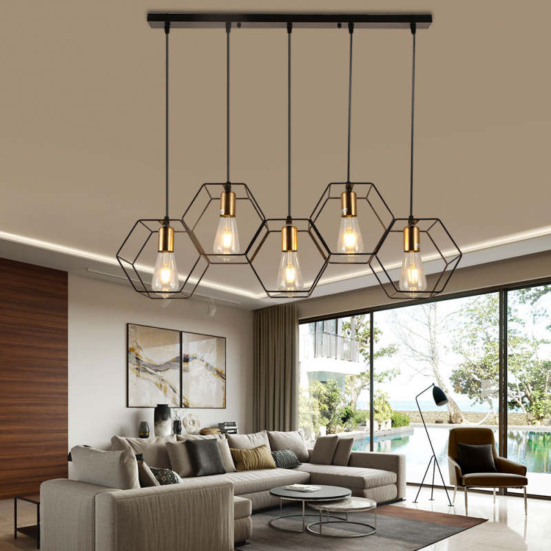 Arisha Moderna Geométrica Metal Lámpara Colgante Negra