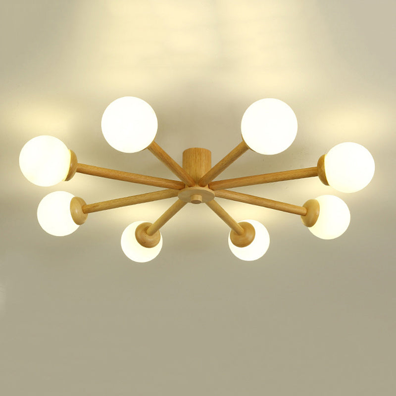 Muto Nórdica Bolas Vidrio LED Lámpara de Techo Madera