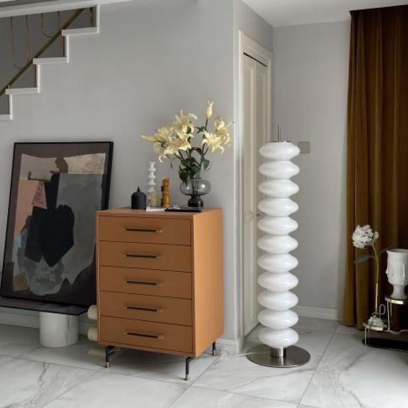 Mira Moderna Diseño Metal/Vidrio LED Lámpara de Pie Blanca