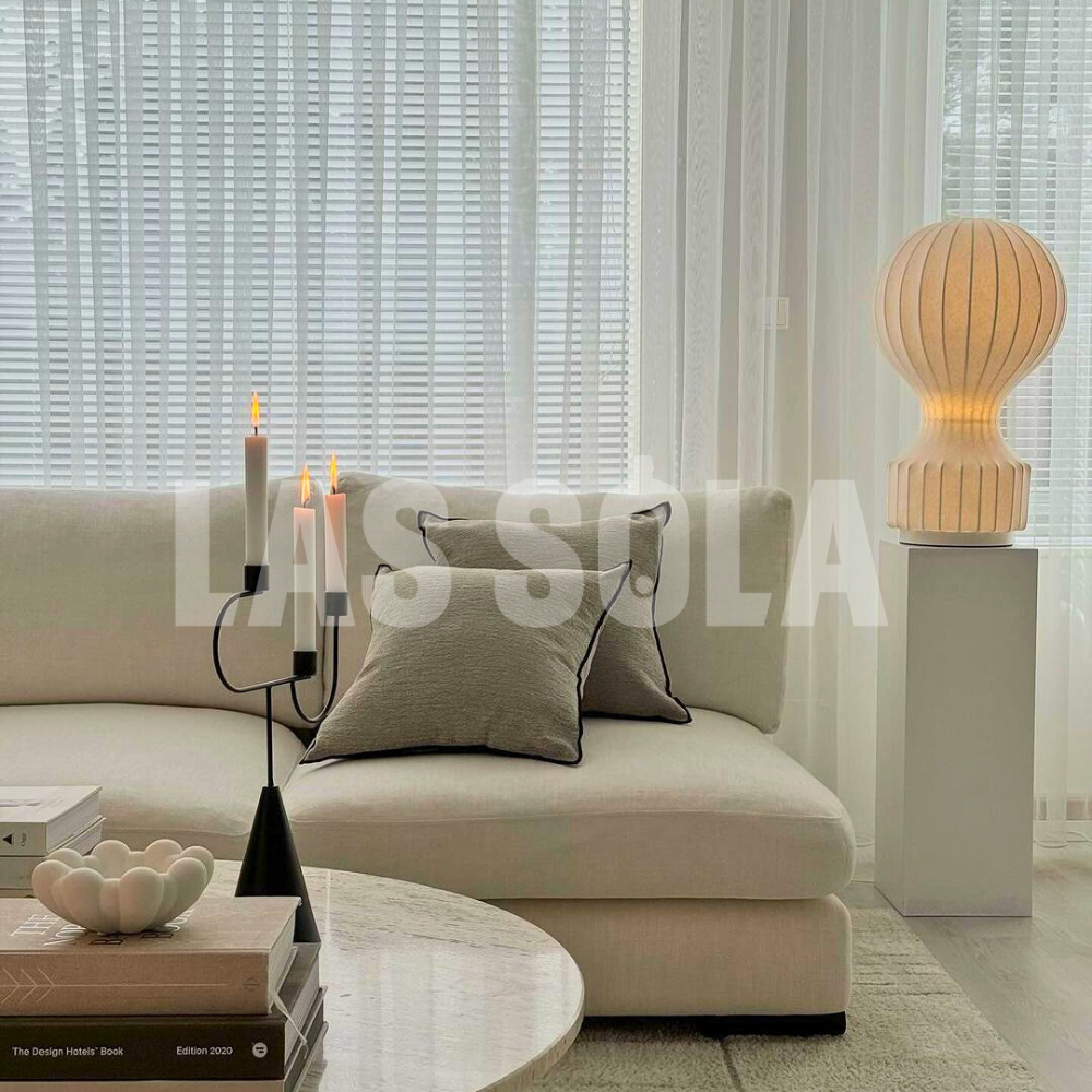 Ritta Minimalista Moderna Metal/Seda Lámpara de Mesa Blanco