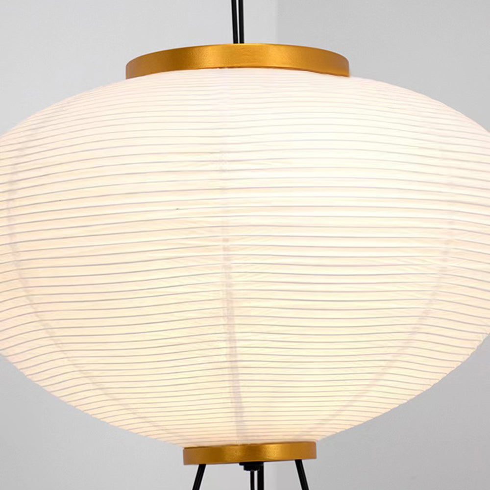 Mira Moderna Redonda Metal/Papel LED Lámpara de Pie Blanca