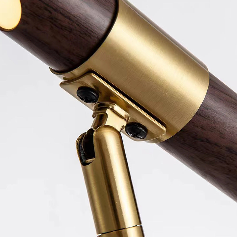 Mira Moderna Minimalista Metal/Madera Lámpara de Pie Dorada/Nogal