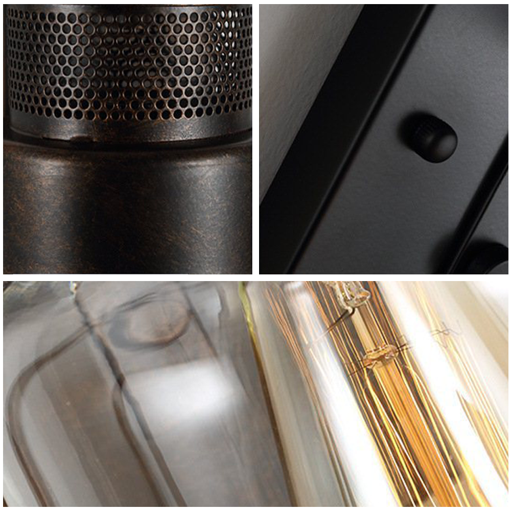 Silva Vintange Rustico Matel/Cristal LED Aplique de Pared Interior Negro/Rusty